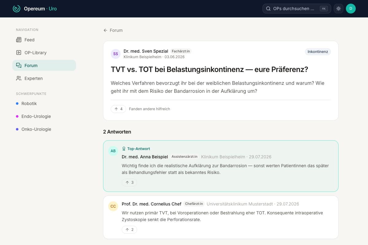 Forum-Diskussion mit markierter Top-Antwort